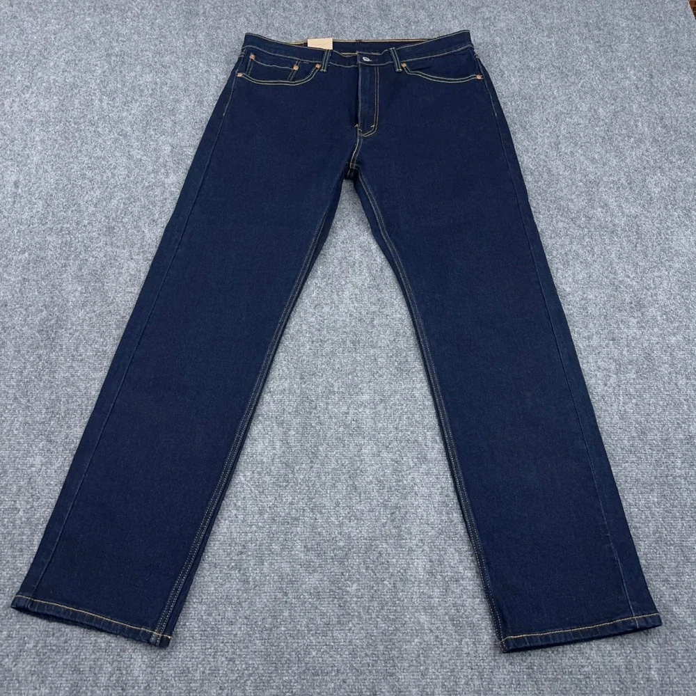 NEW Levi's 505 Jeans Mens 36x32 Regular Fit Dark Wash Indigo Stretch Denim
